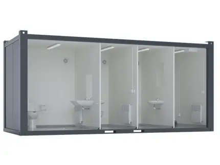 20′ TOILET CONTAINER, THREE STANDARD AND ONE BARRIER-FREE TOILET, PREMIUM