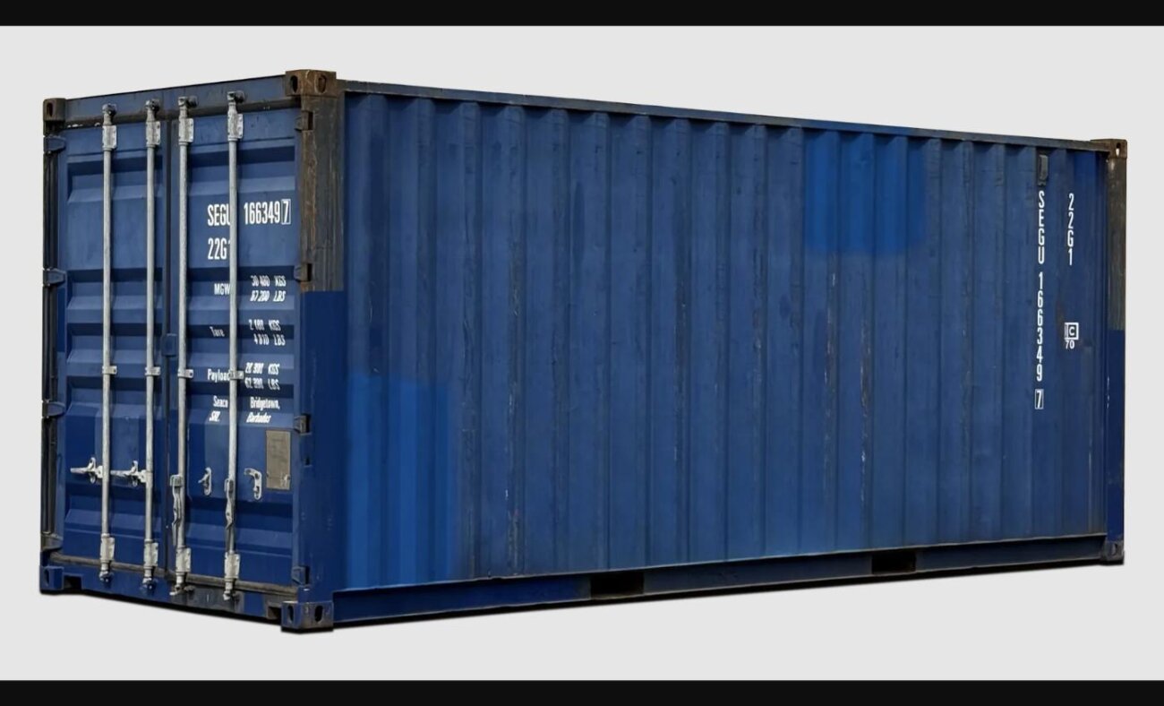 20ft used shipping container for sale at Cargo Co - side and door view