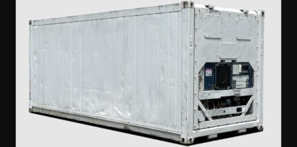 20ft used refrigerated shipping container with cooling unit visible - Cargo Co Pty Ltd